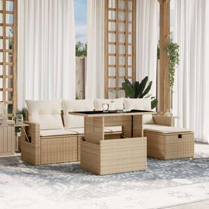 VidaXL Polyrattan Kerti Ülőgarnitúra - 6 részes - Bézs