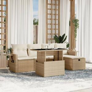 VidaXL Polyrattan Kerti Ülőgarnitúra - 6 részes - Bézs