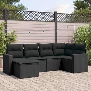 Polyrattan Kerti Ülőgarnitúra - 6 részes - Fekete