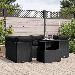 VidaXL Polyrattan Kerti Ülőgarnitúra - 7 részes - Fekete