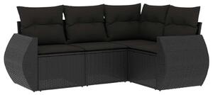 VidaXL Polyrattan Kerti Ülőgarnitúra - 4 részes - Fekete
