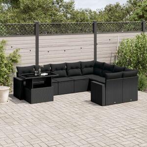 VidaXL Polyrattan Kerti Ülőgarnitúra - 10 részes - Fekete
