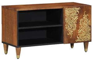 TV Szekrény Mézbarna Tömör mangófa, MDF 80 x 33 x 46 cm