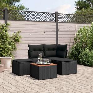 VidaXL 5 részes Kerti Kanapé szett - Fekete Polyrattan