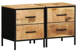 Éjjeliszekrény fiókkal 2 pcs Barna és fekete 40 x 35 x 50 cm