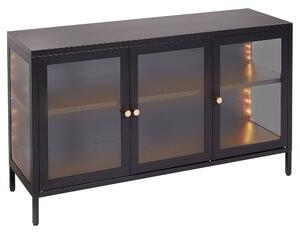 Üveges tálalószekrény LED világítással NEWPORT Fém 115 cm Fekete