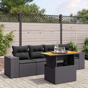 VidaXL 5 részes Kerti Kanapé - Fekete Polyrattan