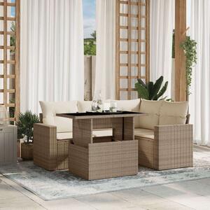 VidaXL Polyrattan Kerti Ülőgarnitúra - 5 részes - Bézs