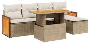 VidaXL Polyrattan Kerti Ülőgarnitúra - 6 részes - Bézs