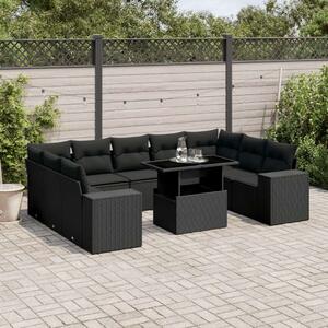 VidaXL Polyrattan Kerti Ülőgarnitúra - 10 részes - Fekete