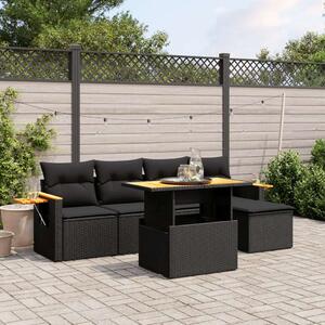 VidaXL Polyrattan Kerti Ülőgarnitúra - 6 részes - Fekete