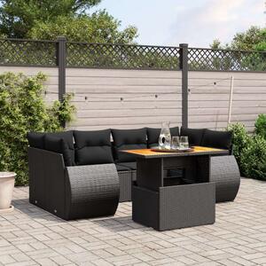 VidaXL Polyrattan Kerti Ülőgarnitúra - 7 részes - Fekete