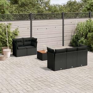 VidaXL Polyrattan Kerti Ülőgarnitúra - 6 részes - Fekete