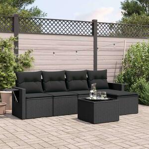 Polyrattan Kerti Ülőgarnitúra - 6 részes - Fekete