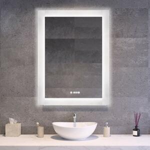 75x100cm álló fürdőszobai LED tükör | Páramentesítő - Beépített óra - Fényerő és színhőmérséklet szabályozás | Welland Kath