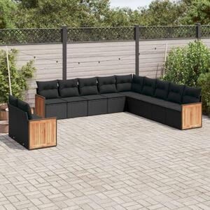 VidaXL Polyrattan Kerti Ülőgarnitúra - 11 részes - Fekete