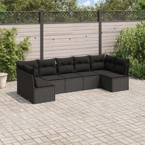 Polyrattan Kerti Ülőgarnitúra - 7 részes - Fekete