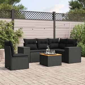 VidaXL Polyrattan Kerti Ülőgarnitúra - 6 részes - Fekete