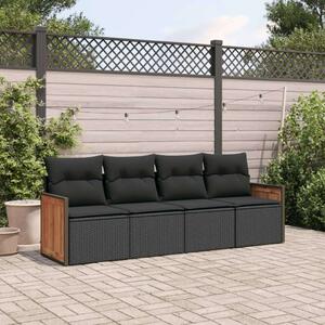 VidaXL 4 részes Kerti Ülőgarnitúra - Fekete Polyrattan
