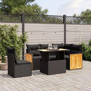 VidaXL Kerti Ülőgarnitúra - 6 részes - Fekete Polyrattan