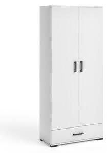 Magas, kétajtós szekrény 80 cm KLENRI - fehér