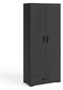 Magas, kétajtós szekrény 80 cm KLENRI - fekete