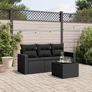VidaXL Polyrattan Kerti Ülőgarnitúra - 4 részes - Fekete