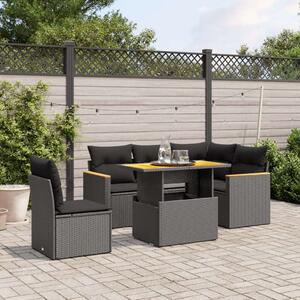 Polyrattan Kerti Ülőgarnitúra - 6 részes - Fekete