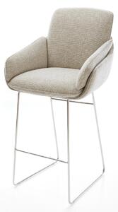 DELIFE Bárszék Luan-Flex szövött szövet puha bézs vékony láb rozsdamentes acél ezüstszínű
