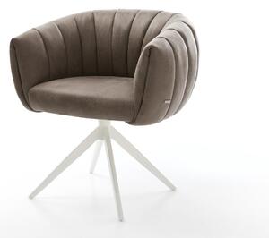 DELIFE Étkezőszék Jada-Flex mikroszálas taupe vintage kereszt láb széles fehér 360° forgatható billenő zsákrugó