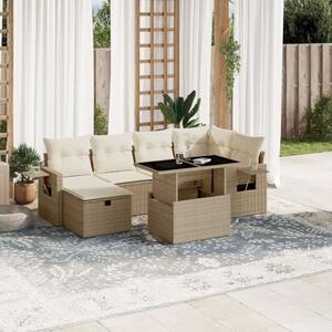 VidaXL Polyrattan Kerti Ülőgarnitúra - 7 részes - Bézs