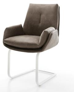 DELIFE Étkezőszék Clea-Flex mikroszálas taupe vintage konzolos lapos fehér