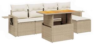 VidaXL Polyrattan Kerti Ülőgarnitúra - 6 részes - Bézs