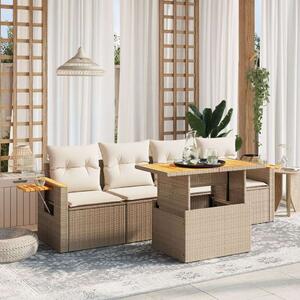 VidaXL Polyrattan Kerti Ülőgarnitúra - 5 részes - Bézs