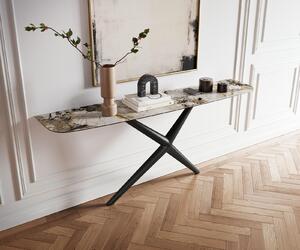 DELIFE Konzolasztal Edge hajóformájú 180x40 cm kerámia patagónia polírozott Estelo fém fekete