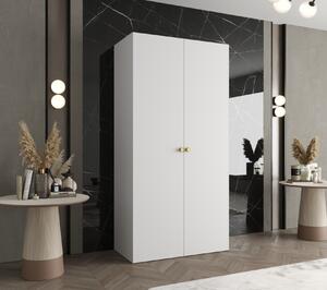 Elegáns CAITIR 1 gardróbszekrény 100 cm - fehér / arany fogantyúk