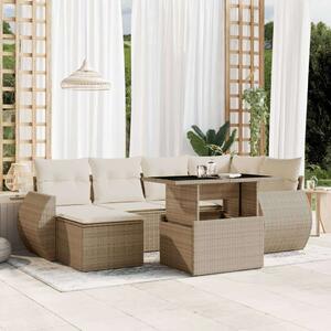 VidaXL Polyrattan Kerti Ülőgarnitúra - 7 részes - Bézs