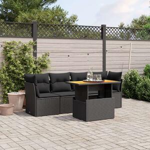 VidaXL 5 részes Kerti Kanapé Szett - Fekete Polyrattan