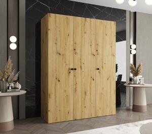 Elegáns CAITIR 1 gardróbszekrény 150 cm - kézműves tölgyfa / fekete fogantyúk