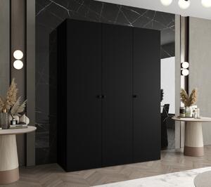 Elegáns CAITIR 1 gardróbszekrény 150 cm - fekete / fekete fogantyúk