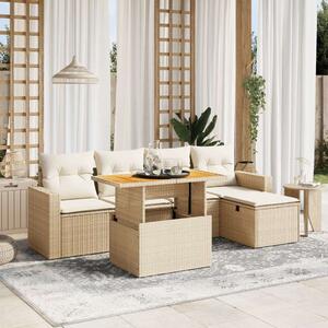 VidaXL Polyrattan Kerti Ülőgarnitúra - 6 részes - Bézs