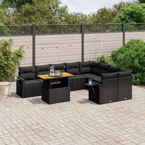 VidaXL Polyrattan Kerti Ülőgarnitúra - 10 részes - Fekete
