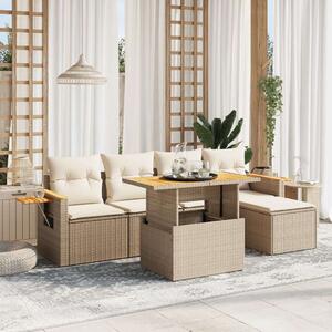 VidaXL Polyrattan Kerti Ülőgarnitúra - 6 részes - Bézs