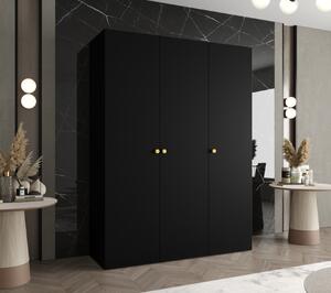 Elegáns CAITIR 1 gardróbszekrény 150 cm - fekete / arany fogantyúk