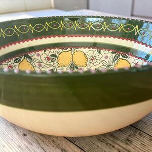 Citrom mintájú gazpacho tál extra 30 cm méretben zöld szegéllyel