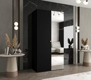 Tükrös gardrób CAITIR 2 100 cm - fekete / arany fogantyú