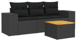 VidaXL Polyrattan Kerti Ülőgarnitúra - 4 részes - Fekete