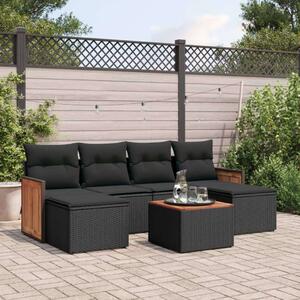 VidaXL Polyrattan Kerti Ülőgarnitúra - 7 részes - Fekete