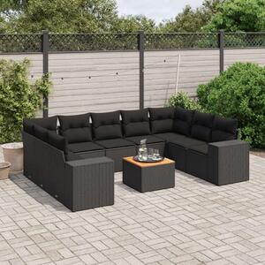VidaXL Polyrattan Kerti Ülőgarnitúra - 10 részes - Fekete