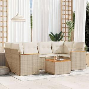 VidaXL Polyrattan Kerti Ülőgarnitúra - 7 részes - Bézs